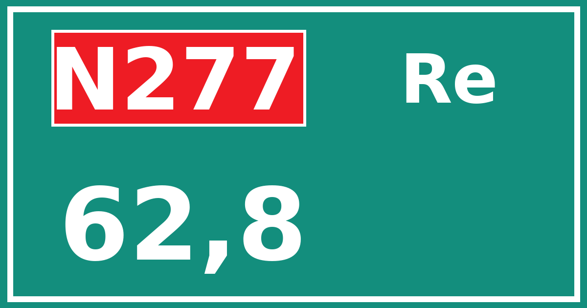 Hectometerbord N277 62,8 zijde Re