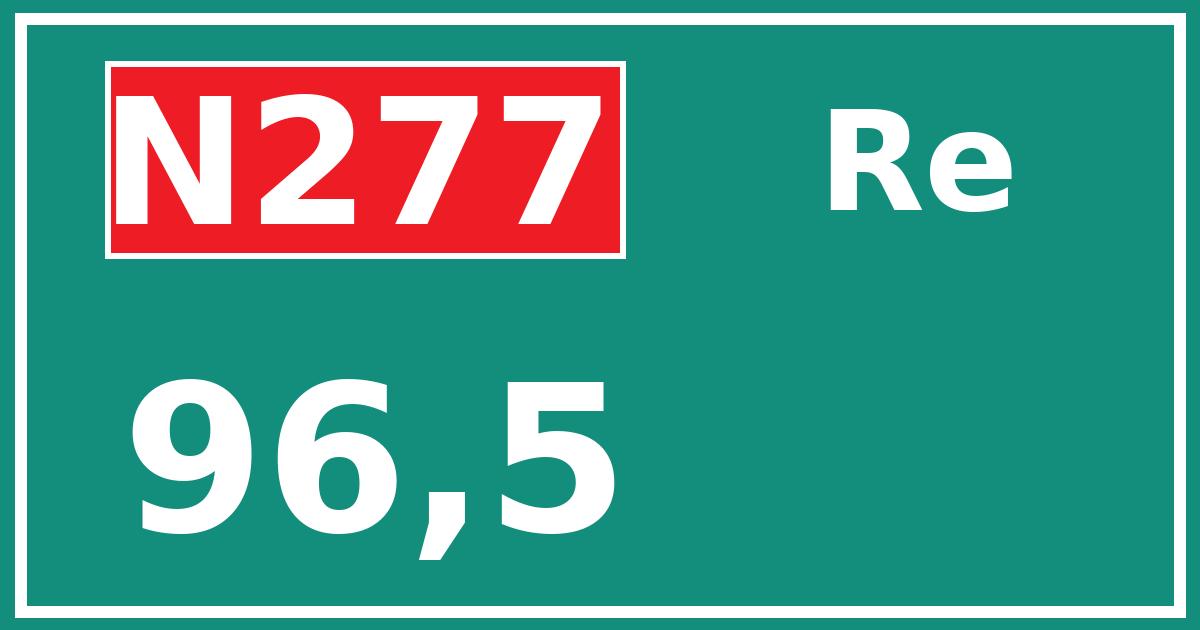 Hectometerbord N277 96,5 zijde Re