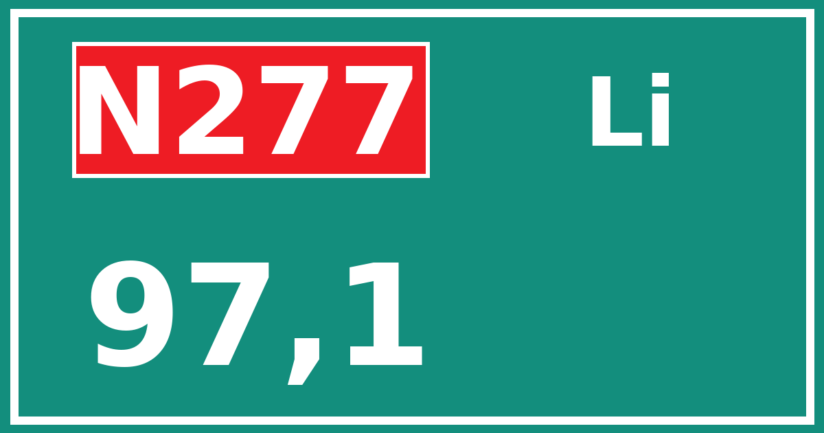 Hectometerbord N277 97,1 zijde Li