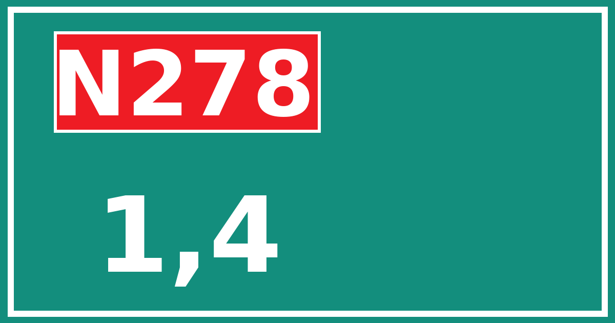 Hectometerbord N278 1,4