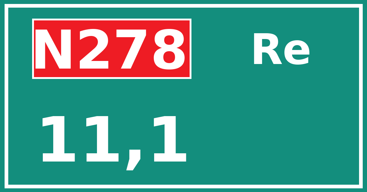 Hectometerbord N278 11,1 zijde Re