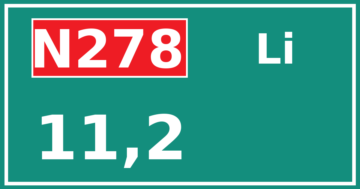 Hectometerbord N278 11,2 zijde Li
