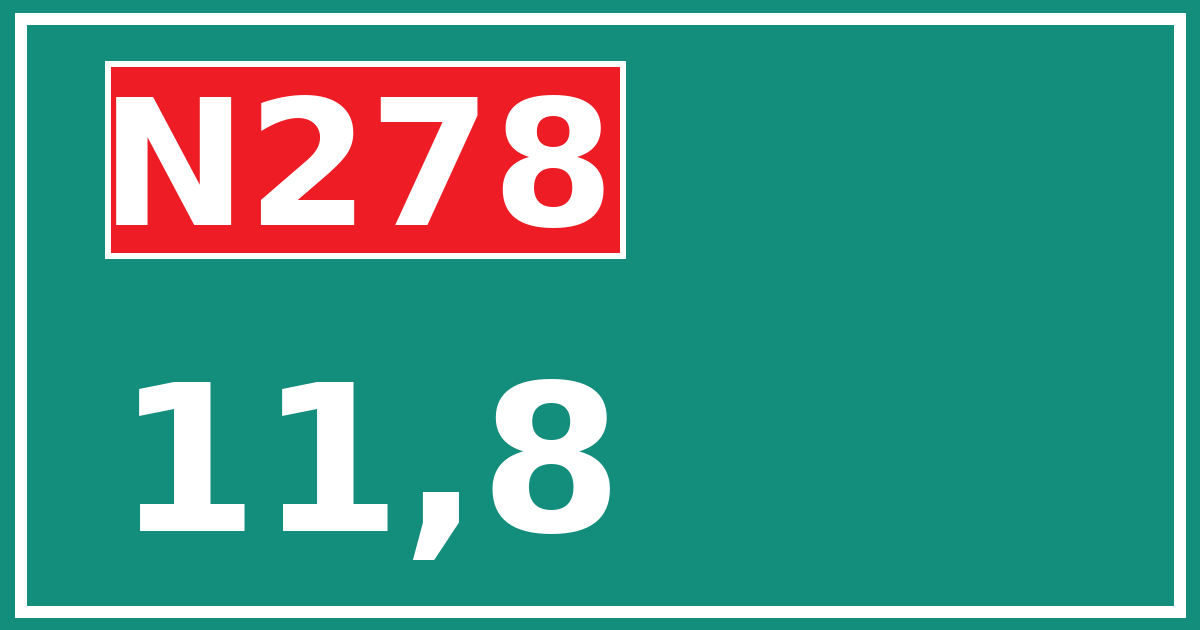 Hectometerbord N278 11,8