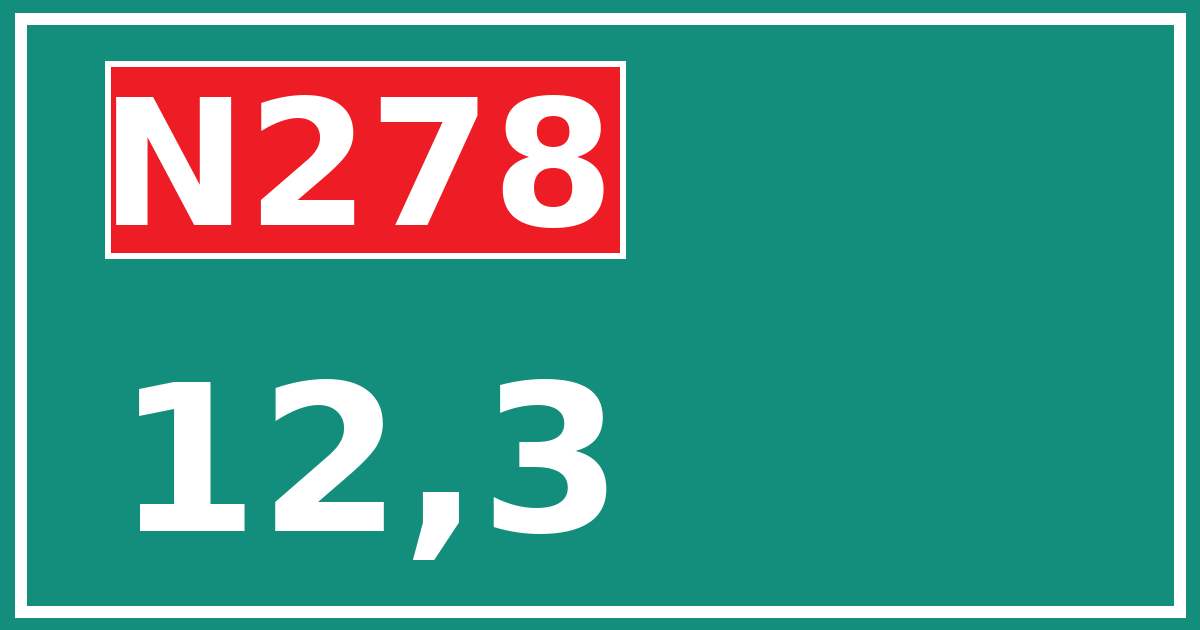 Hectometerbord N278 12,3