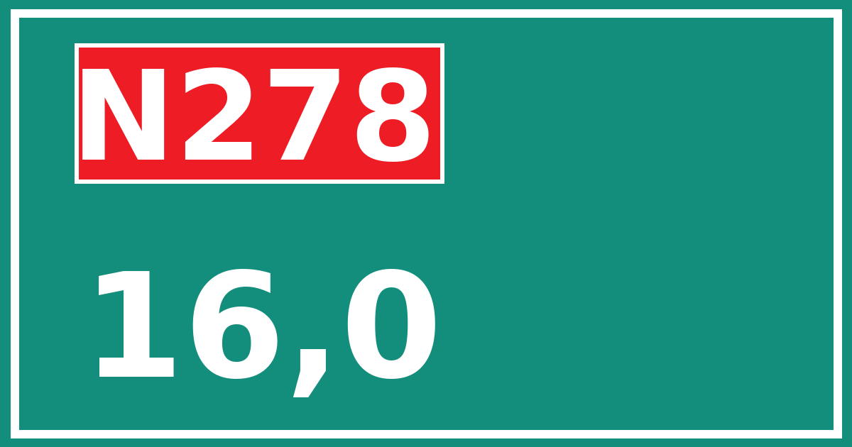 Hectometerbord N278 16,0