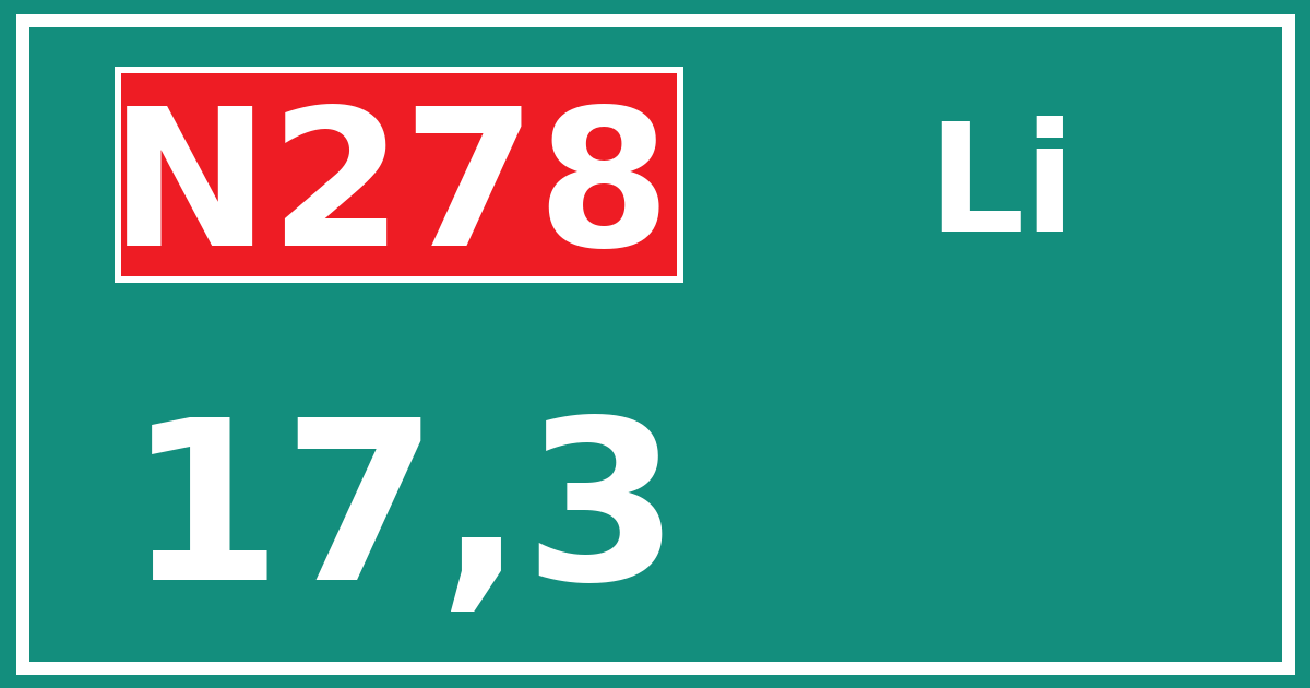 Hectometerbord N278 17,3 zijde Li