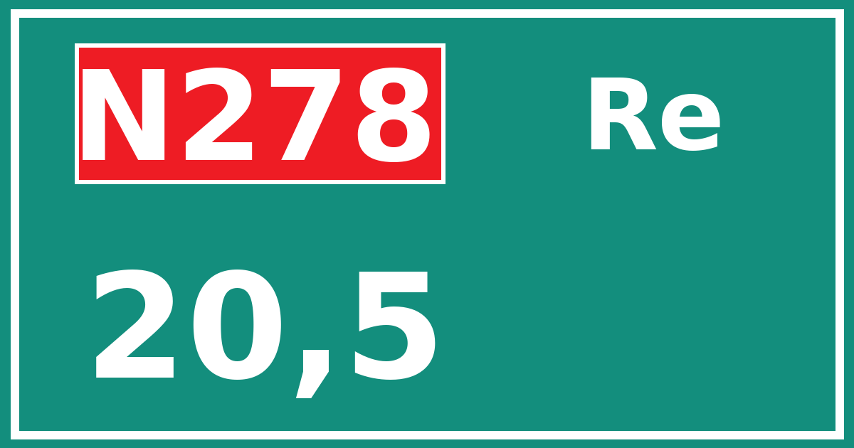 Hectometerbord N278 20,5 zijde Re