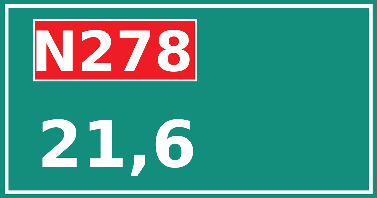 Hectometerbord N278 21,6