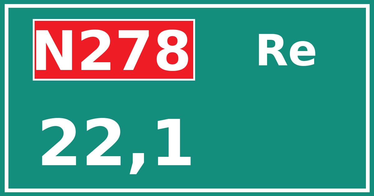 Hectometerbord N278 22,1 zijde Re