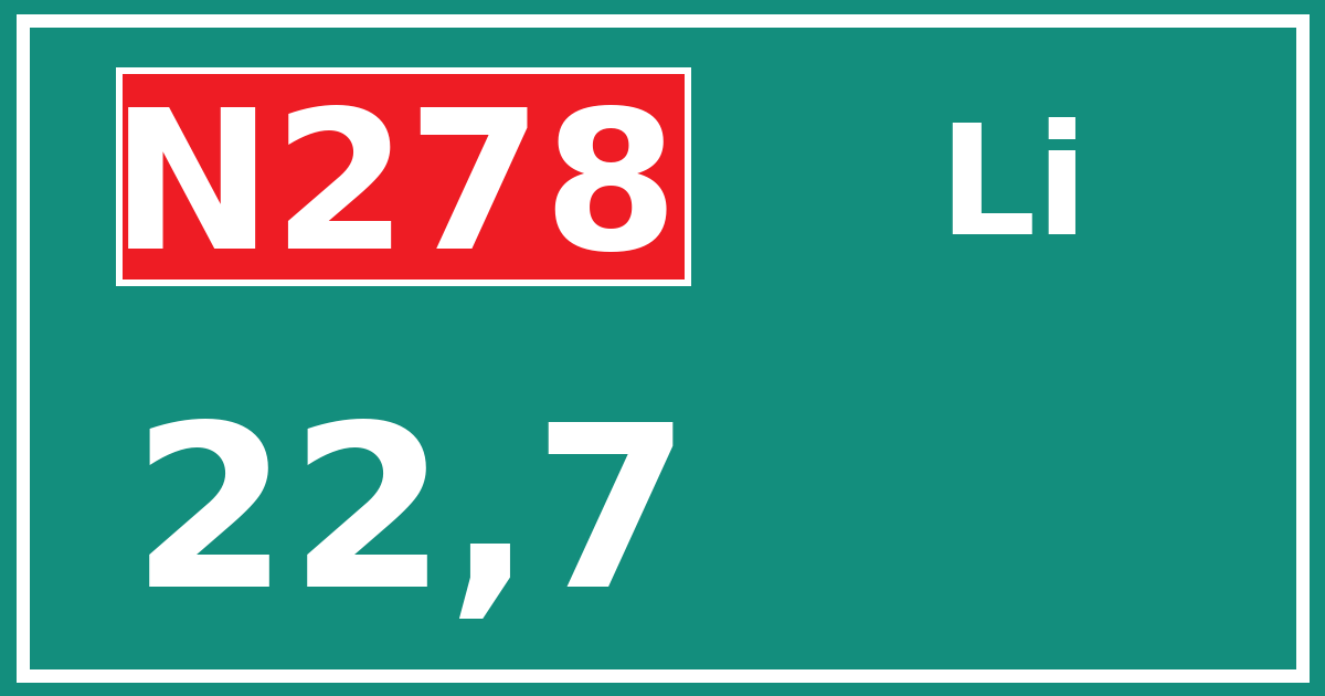 Hectometerbord N278 22,7 zijde Li