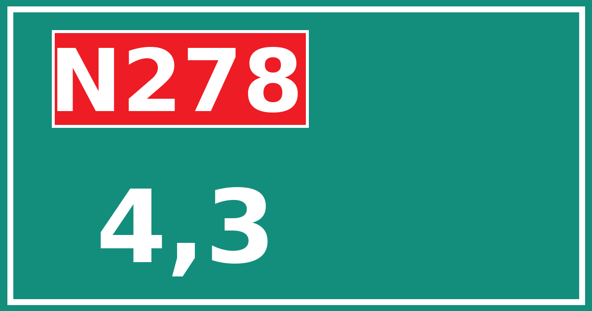 Hectometerbord N278 4,3