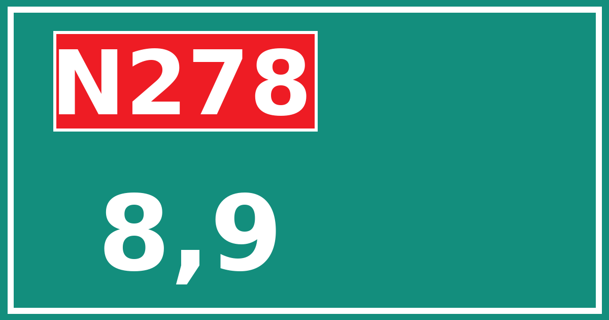 Hectometerbord N278 8,9