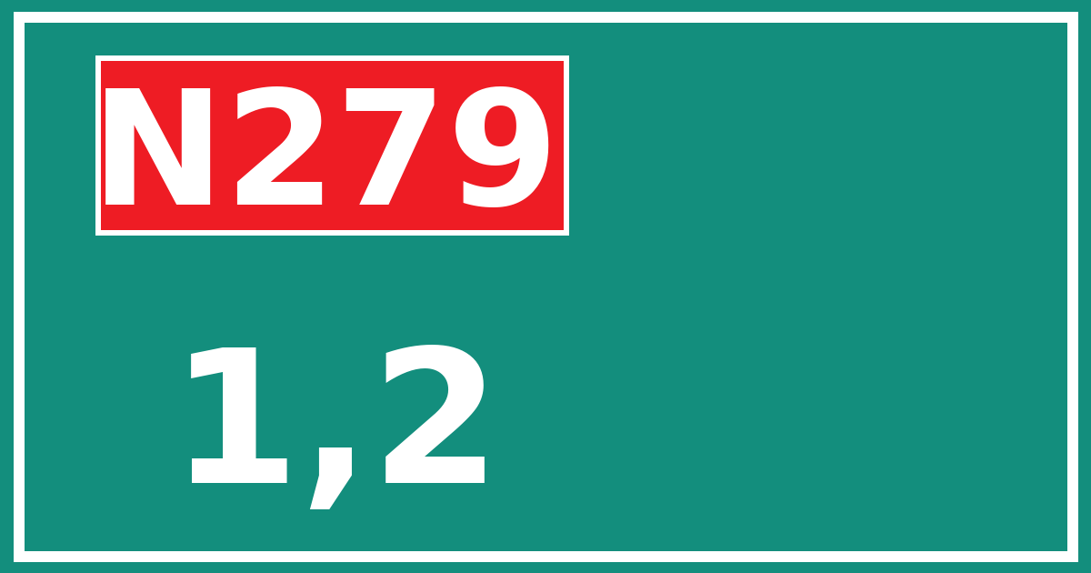 Hectometerbord N279 1,2