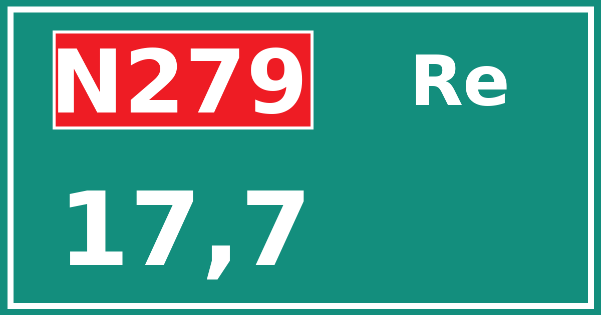 Hectometerbord N279 17,7 zijde Re