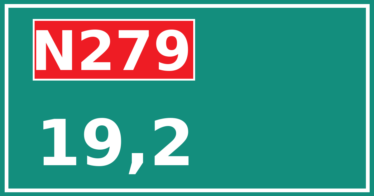 Hectometerbord N279 19,2