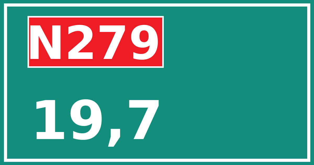 Hectometerbord N279 19,7
