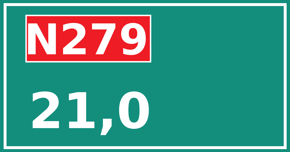 Hectometerbord N279 21,0