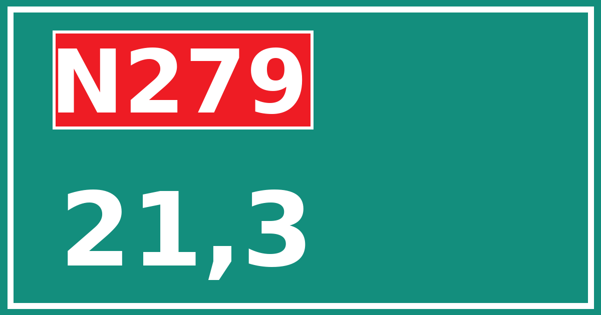 Hectometerbord N279 21,3
