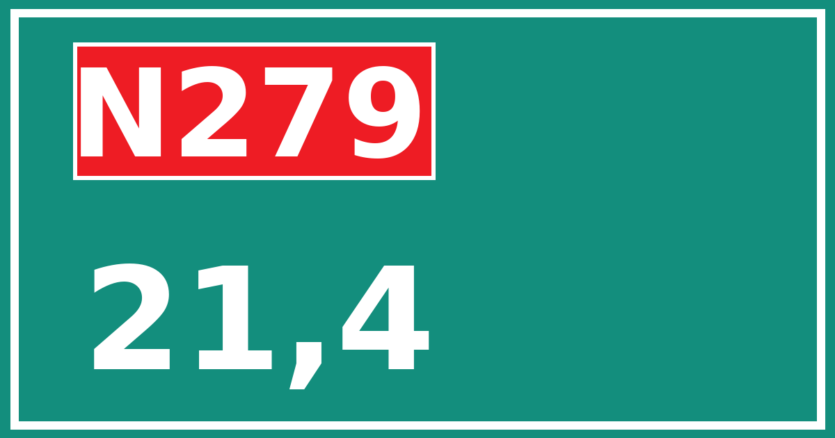 Hectometerbord N279 21,4