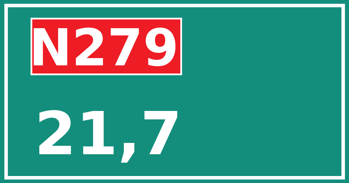 Hectometerbord N279 21,7