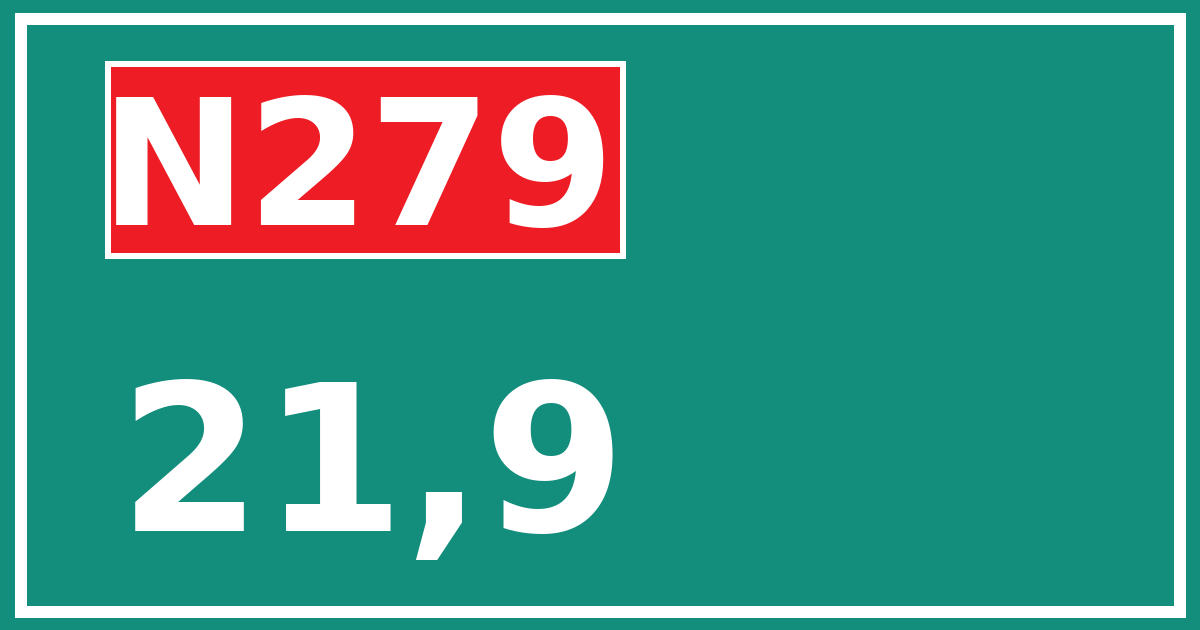 Hectometerbord N279 21,9