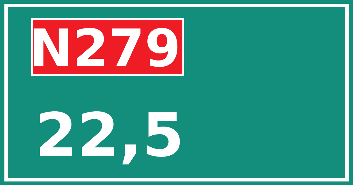 Hectometerbord N279 22,5