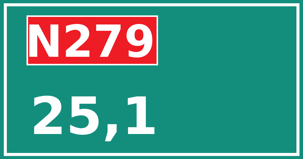 Hectometerbord N279 25,1
