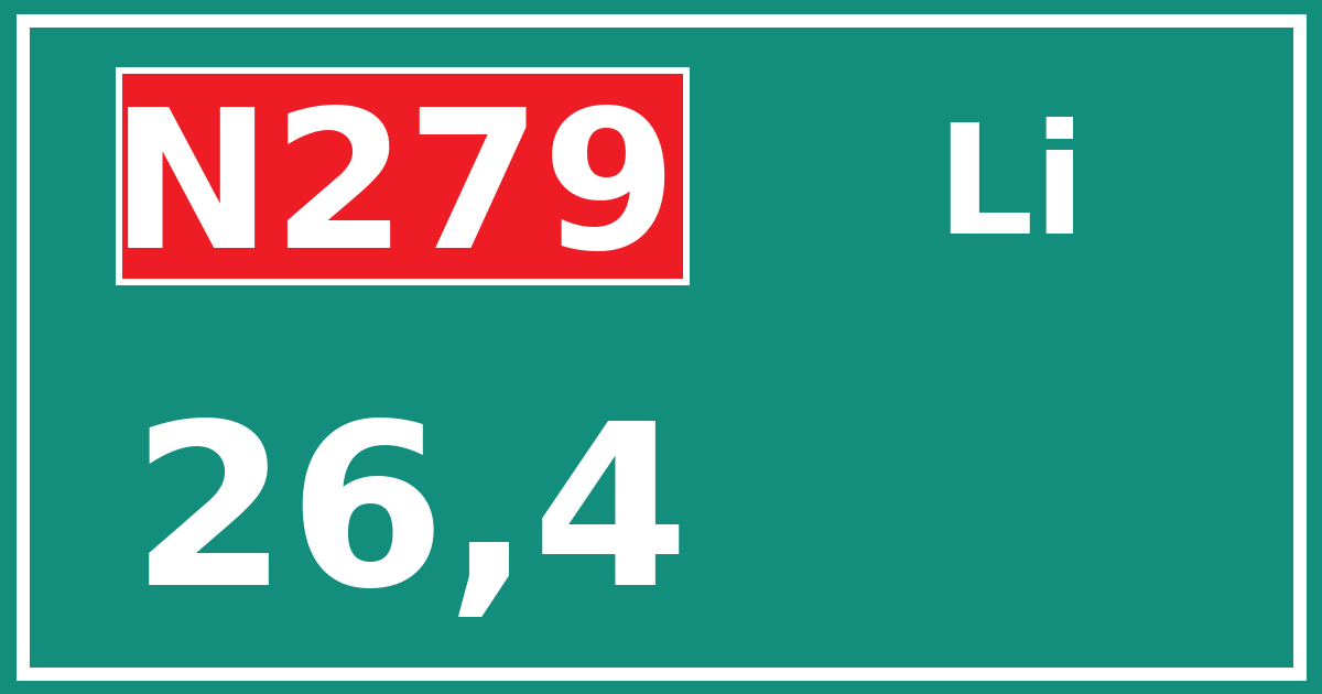 Hectometerbord N279 26,4 zijde Li