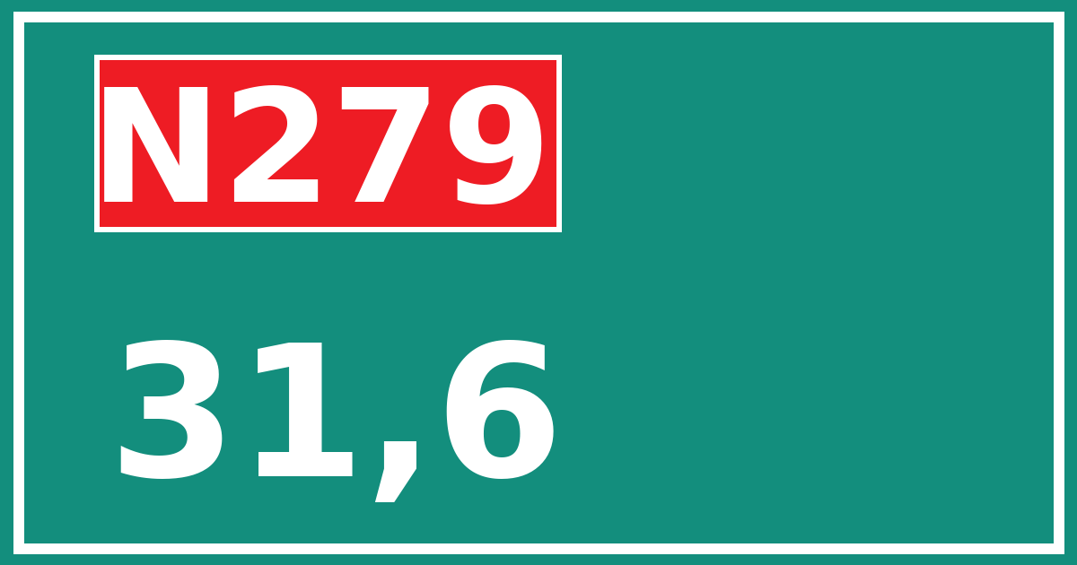 Hectometerbord N279 31,6