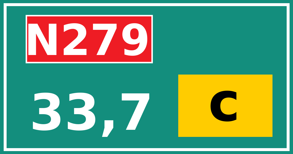 Hectometerbord N279 33,7 letter c