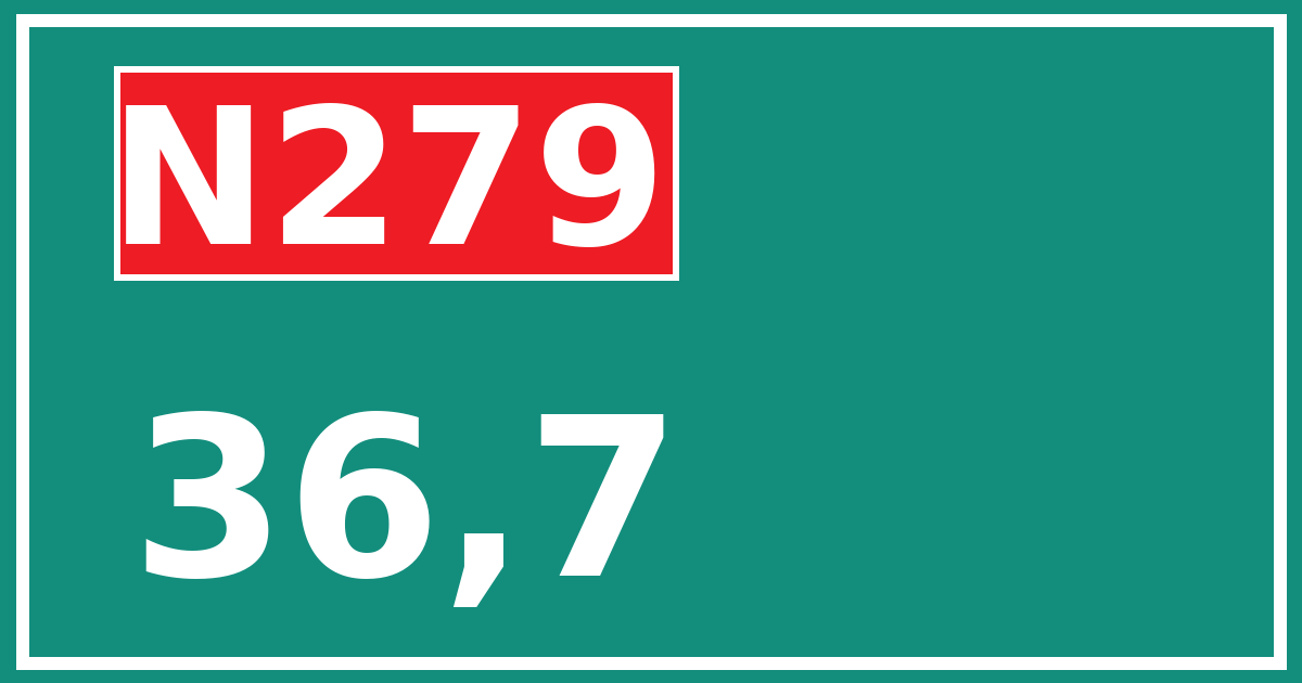 Hectometerbord N279 36,7