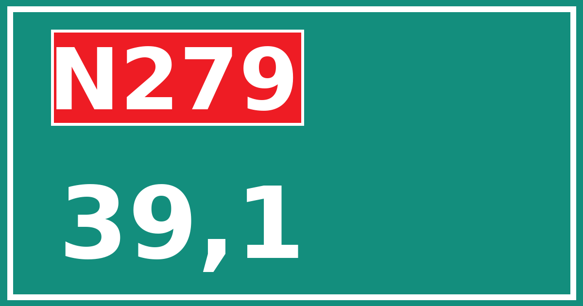 Hectometerbord N279 39,1