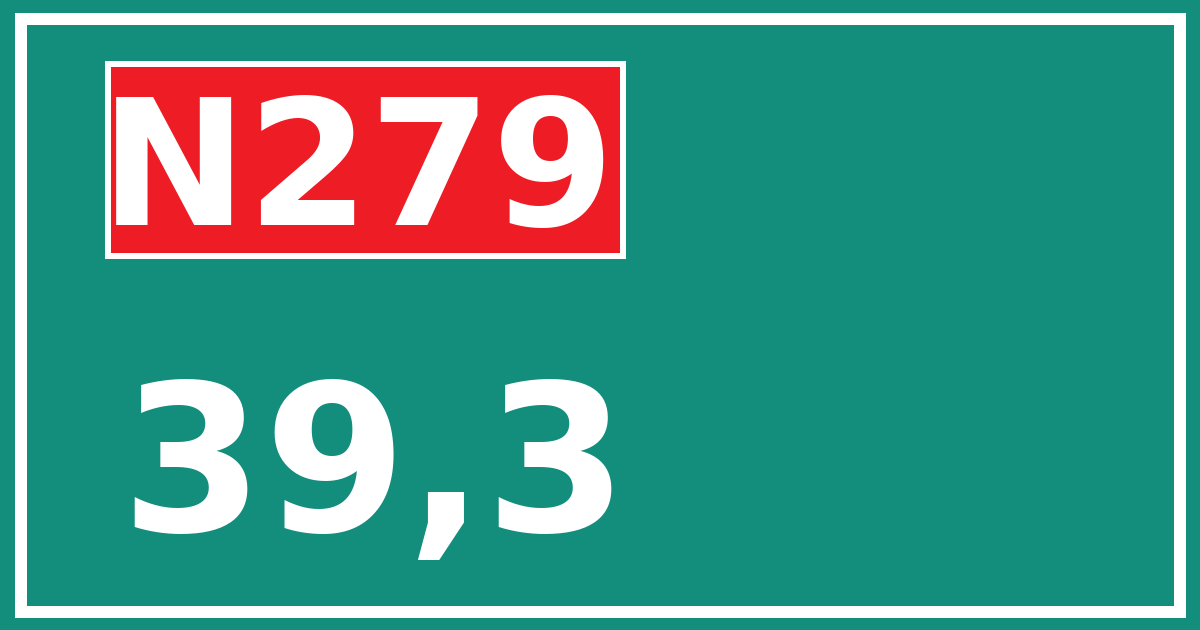 Hectometerbord N279 39,3