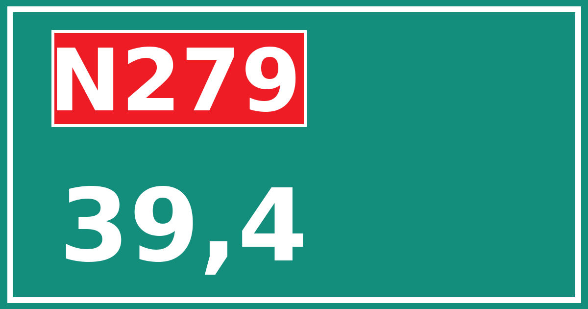 Hectometerbord N279 39,4