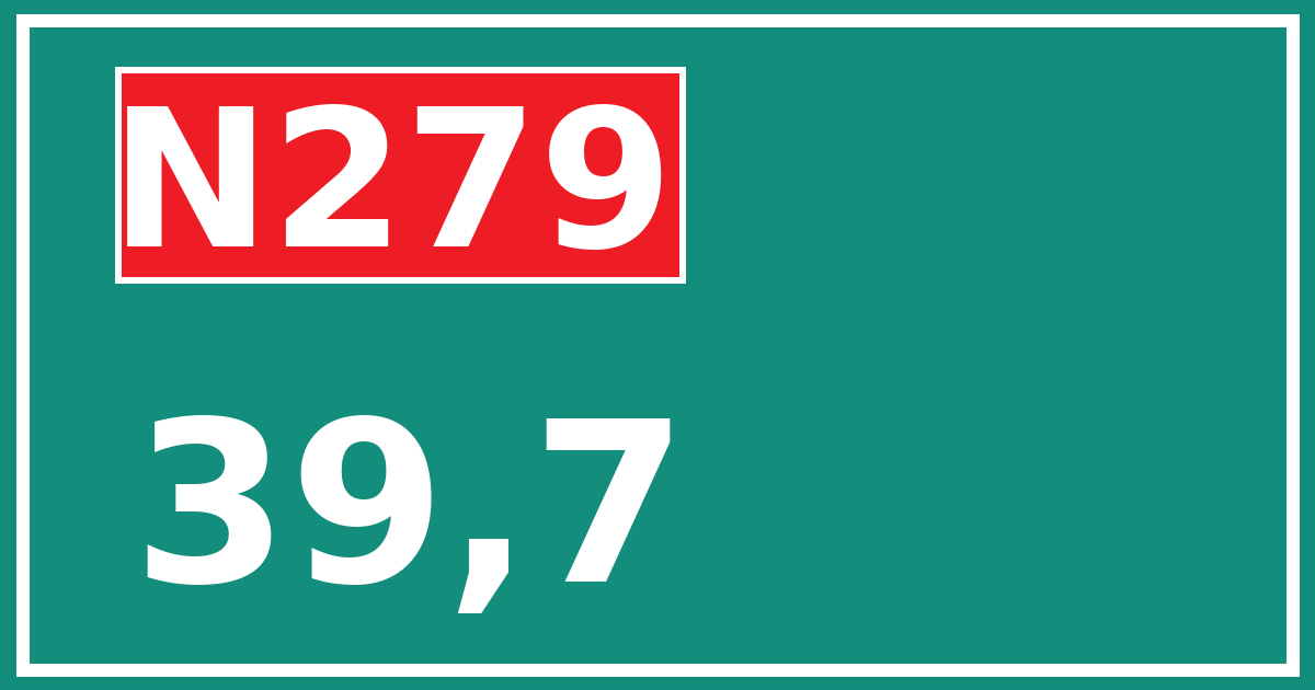 Hectometerbord N279 39,7