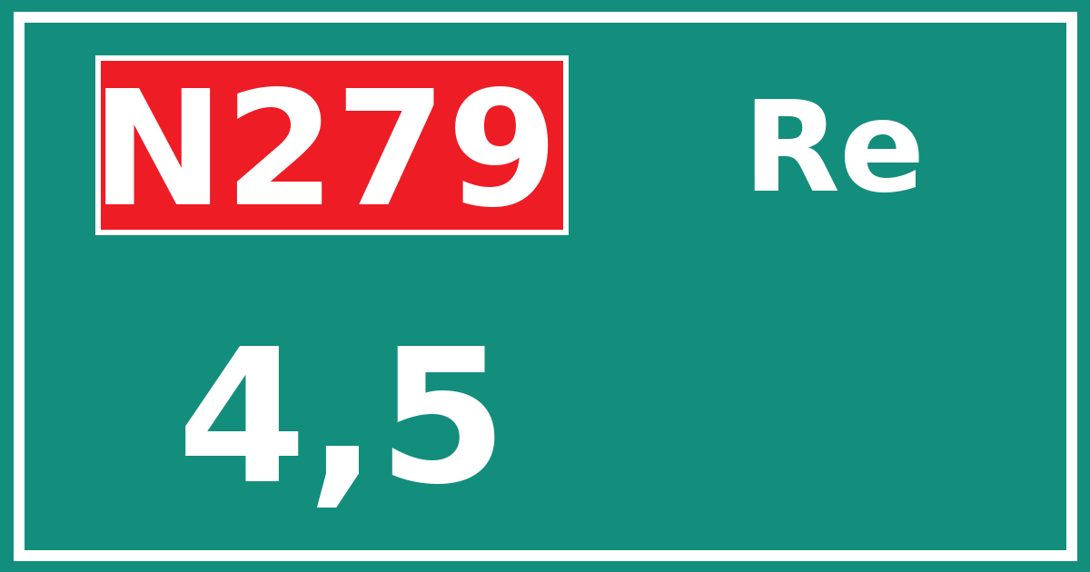 Hectometerbord N279 4,5 zijde Re