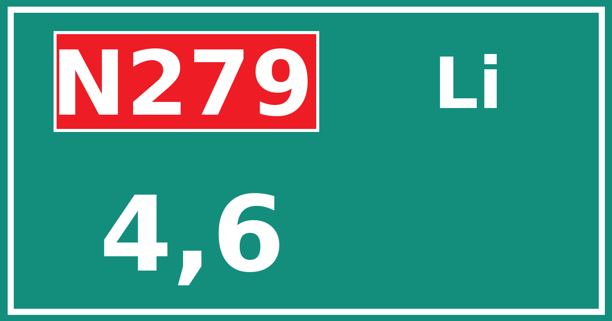 Hectometerbord N279 4,6 zijde Li