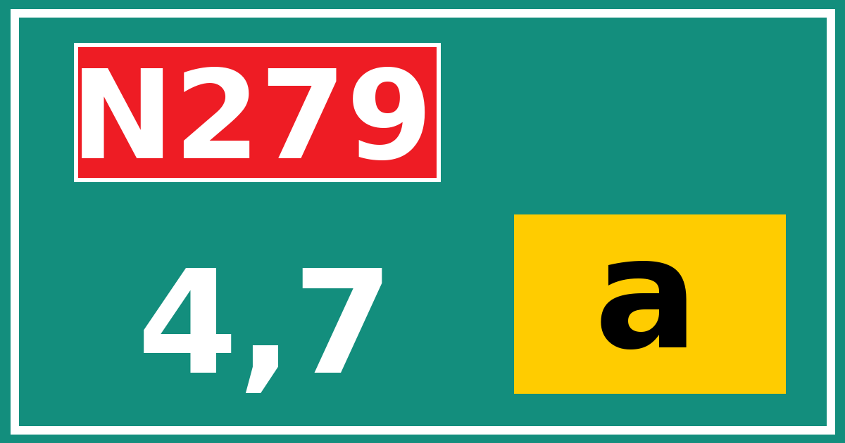 Hectometerbord N279 4,7 letter a