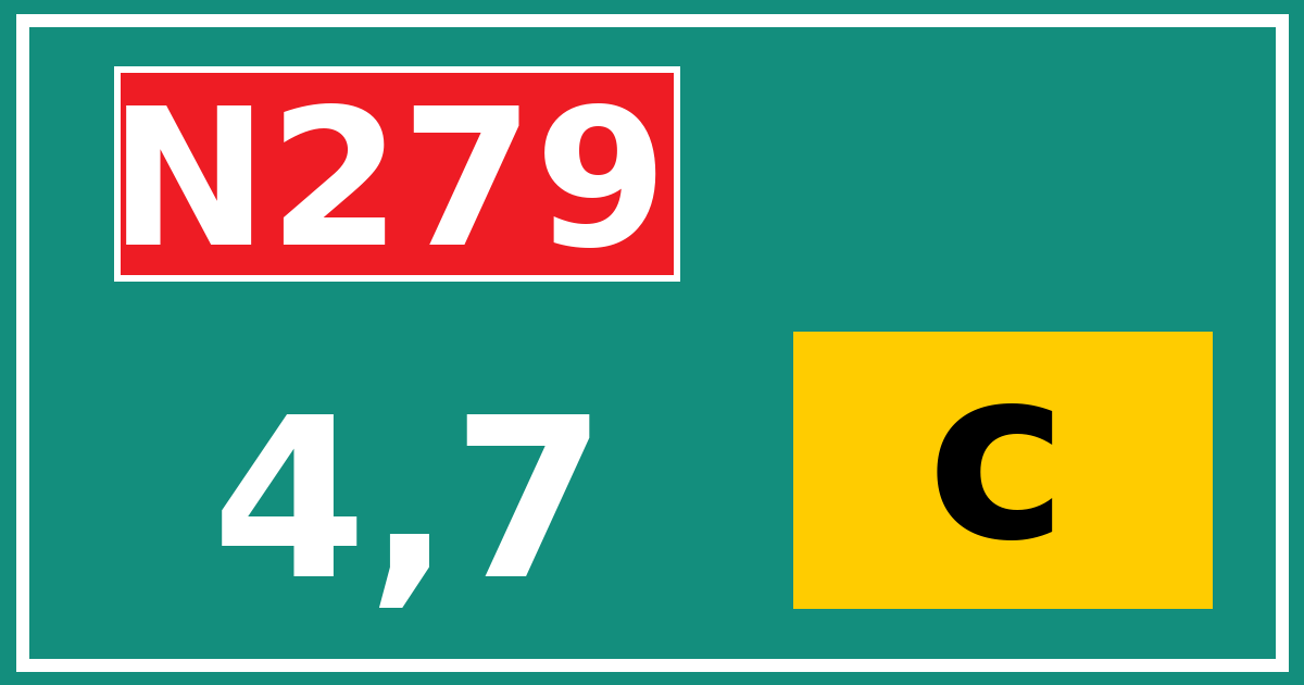 Hectometerbord N279 4,7 letter c