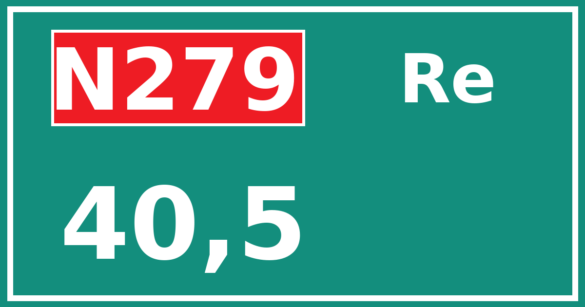 Hectometerbord N279 40,5 zijde Re
