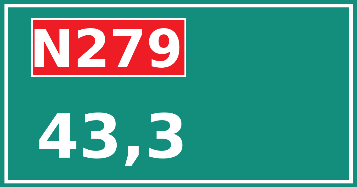 Hectometerbord N279 43,3