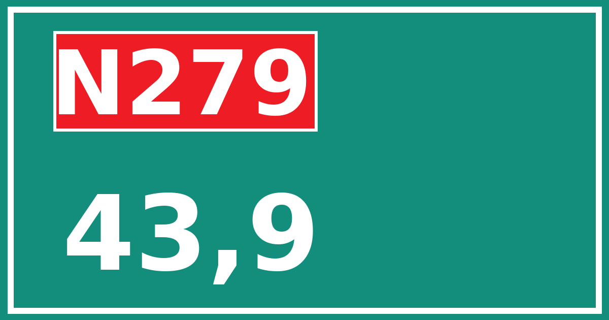 Hectometerbord N279 43,9