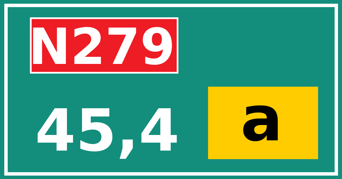 Hectometerbord N279 45,4 letter a