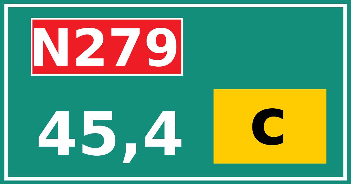 Hectometerbord N279 45,4 letter c