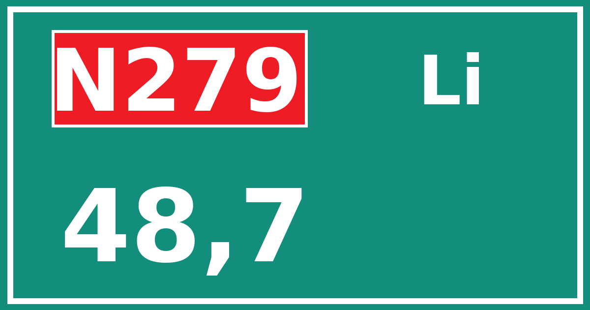 Hectometerbord N279 48,7 zijde Li