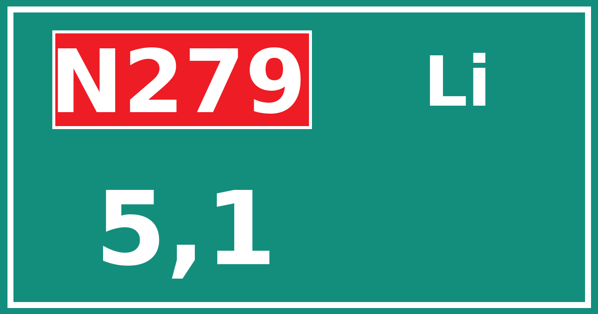 Hectometerbord N279 5,1 zijde Li
