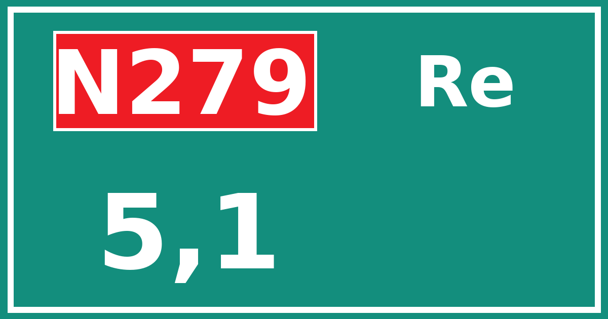 Hectometerbord N279 5,1 zijde Re