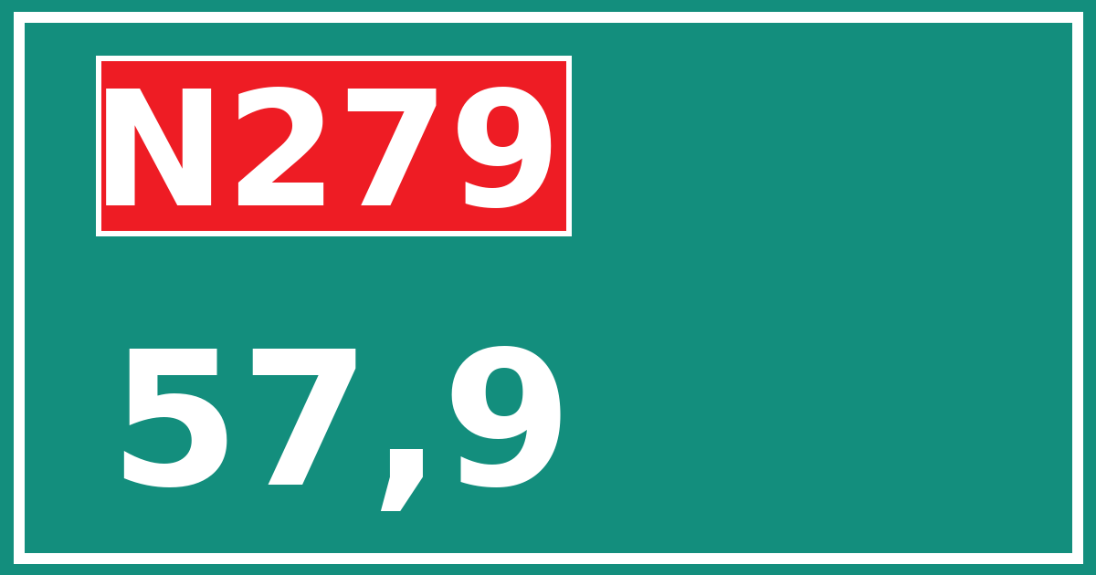 Hectometerbord N279 57,9