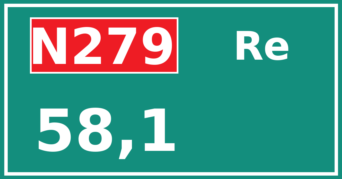 Hectometerbord N279 58,1 zijde Re