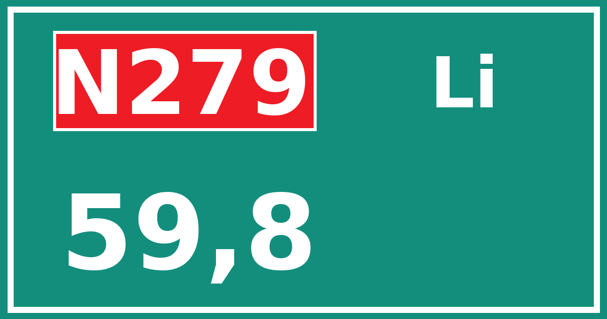 Hectometerbord N279 59,8 zijde Li